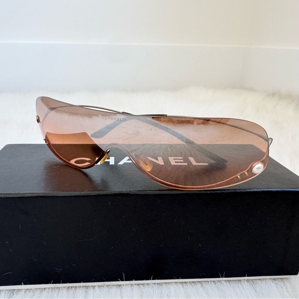 Authentic RARE vintage Chanel 4054 rimless gradient peachy orange sunglasses - Picture 5 of 10